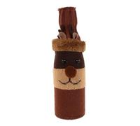 Zerodeko Housse de Bouteille de Vin Installation Rapide pour Décoration de Noël Marron en Polyester Motif Cerf et Sensation Douce, pour Fêtes en Famille ou Restaurant