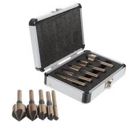 Zerodeko Jeu de Forets à Fraiser, Fraise à Chanfreiner Métal, Acier Rapide, 82°, Design à 5 Lames, pour Bois et Métaux Usinables, Coffret Aluminium