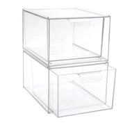 Zerodeko Lot de 2 Boîtes de Maquillage Transparentes en Plastique Organisateur de Cosmétiques Démontable Rangement Compact pour Bureau et Salle de Bain Trousse Pratique pour Accessoires