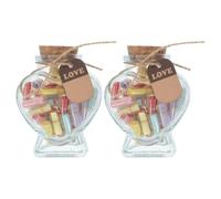 Zerodeko Lot de 2 Bouteilles en Forme de cœur avec Capsules à Messages : bocaux en Verre avec couvercles en liège, Bouteilles Transparentes pour Messages d'amour Faits Main, Cadeaux