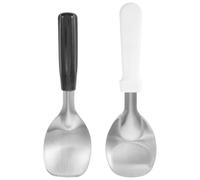 Zerodeko Lot de 2 pelles à glace plates en acier inoxydable pour la | Pelle à glace à bord plat, cuillère en métal avec poignée confortable pour la cuisine et la maison