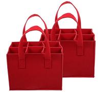Zerodeko Lot de 2 Pochettes à Bouteille en Feutre Rouge 6 Compartiments, Diviseur Flexible Amovible et Poignée pour Rangement Pratique de Vin et Boissons Fines