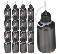 Zerodeko Lot de 20 Flacons à Bec Aiguille de 30ml en Pe Noir, Bouteille Applicateur Couvercle Anti-fuite pour Travaux de Précision et Usage Domestique