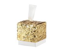 Zerodeko Lot de 25 Boîtes à Bonbons en Papier Pailleté Or, Légères et Décoratives pour Mariage ou Fête D'anniversaire, Design Scintillant Élégant et Pratique
