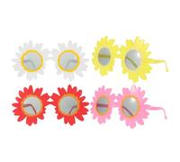 Zerodeko Lunettes de Soleil Tournesol 4pcs pour Fête en PC et Plastique Confortables Accessoires Hawaïens pour Décoration et Photo Party