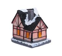 Zerodeko Maison Miniature en Résine de Noël avec LED, Décoration Noire | Peinte à Main, Effet Enneigé, Fonctionne à Piles, Lampe de Table pour Village de Noël