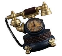 Zerodeko Modèle de Téléphone Décoratif en Résine Dorée Horloge Intégrée, Décoration de Table Créative Vintage pour Bureau, Salon et Chambre, Accessoire Rétro Élégant et Fonctionnel