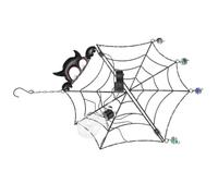 Zerodeko Ornement Lumineux Suspendu de Toile D'araignée Noir pour Halloween, Décoration Murale Facile à Nettoyer en Plastique, pour Embellir L'intérieur