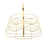 Zerodeko Panier à Bouteilles en Métal Doré 6 Compartiments avec Poignée | Rangement Bouteille de Vin, Usage Intérieur et Extérieur, Style Ferme, Format 26,5x25,2x22cm