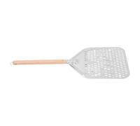 Zerodeko Pelle à Pizza Perforée en Acier Inoxydable avec Manche en Bois Antidérapant pour Sessions de Cuisson et Boulangerie Professionnelle