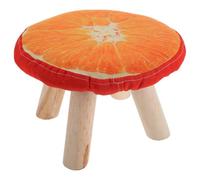 Zerodeko Petit Tabouret en Bois Orange, Forme Champignon, Antidérapant | Maison et Changement de Chaussures, Style Créatif, Convient Adultes et Garçon et Filles, Assise en Tissu