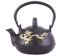 Zerodeko Petite Théière en Fonte Tetsubin Noire Infuseur, Isolation Thermique Maison, Style Rétro Authentique et Capacité 0,3l