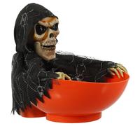 Zerodeko Plat à Bonbons D'halloween Bol Décoratif en Plastique avec Lumière et Son Forme Crâne, Accessoire Festif pour Bureau et Maison Hantée