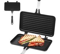 Zerodeko Poêle à Sandwich Économe en Énergie Double Face Antiadhésive en Alliage D'aluminium et Facile à Nettoyer, pour Food Trucks et Snacks