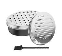 Zerodeko Râpe à Fromage Noir Double Face en Acier Inoxydable Ovale Cuisine | Boîte de Rangement et Brosse Incluses, Forme Ergonomique, Lames de Précision, pour Fromage et Légumes