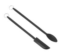 Zerodeko Set de 2 Mini-cuillères à Racler en Silicone Noir Manche Télescopique, Spatule Multifonctionnelle Légère Pâtisserie Préparation de Desserts