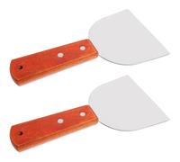 Zerodeko Spatule à Steak en Acier Inoxydable et Bois, Lot de 2, Base Plate Antidérapante, Multifonction pour Barbecue et Cuisine Domestique