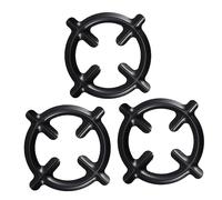 Zerodeko Support de Poêle en Fer Noir Design Spécial sans Bavures 3 Pièces Dessous de Plat pour Cuisinière à Gaz pour Brûleur Gaz et Ustensiles