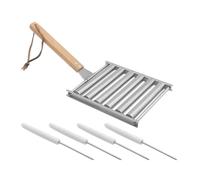 Zerodeko Support pour Mini Barbecue en Acier Inoxydable avec Roulettes et Poignée en Bois, Design Détachable pour Barbecue Extérieur avec Chauffage Uniforme