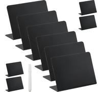 Zerodeko Tableau D'affichage de Table L-shaped Noir en Pvc Effaçable 11 Mini Ardoises Empilables pour Étiquettes de Prix et Tags Alimentaires