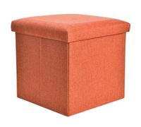 Zerodeko Tabouret de Rangement Pliable en Coton Lin 30x30x30cm Orange | Usage Chambre D’garçon et Filles et Placard, Texture Canvas, Assise D’appoint, Aspect Soigné