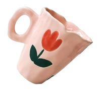 Zerodeko Tasse à Café en Céramique 250ml Rose, Légère et Portable | Usage Bureau et Maison, Multi-usage pour Lait ou Boisson, Facile à Nettoyer, Motif Tulipe