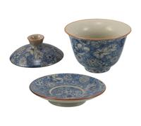 Zerodeko Tasse à Thé Traditionnelle en Céramique avec Couvercle Bol à Thé Chinois Élégant en Céramique Bleue Vert Noir et Oolong Pendant le Tea Time