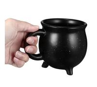 Zerodeko Tasse en Céramique Noire 450ml D'halloween Design Sorcière et Chaudron, Mug Décoratif Maison Fêtes D'automne