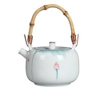 Zerodeko Théière en Céramique Résistante Chaleur Poignée en Bambou Facile à Nettoyer, Style Simple et Élégant, des Invités à Bureau