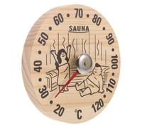 Zerodeko Thermomètre Économiseur D'espace Hygromètre Beige et Bois Mural Mécanique Résistant la Chaleur, Design Rond pour Sauna et Spa Commercial