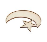 Zerodeko -verres en Mosaïque Bois Forme Lune et Étoile, Base Beige Rustique, Simple à Utiliser pour Décoration et Activités Artistiques en Famille