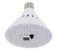 Zerodis Ampoule LED de Culture à Spectre Complet, 12 W E27 avec Minuterie à Distance de 1 à 20 Heures, 3 Modes de Gradation, 204 Puces LED pour Semis d'intérieur, Serre Succulente (E27)