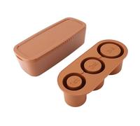 Zerodis Bac à Glaçons en Silicone avec Couvercle, Moule Cylindrique Creux à Démoulage Facile, 3 Tailles de Glaçons for Whisky Cocktail café Congélateur (BROWN)