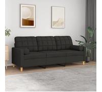 Zerodis Canapé 3 places avec oreillers décoratifs noir 180 cm tissu LF044