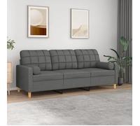 Zerodis Canapé 3 places avec oreillers gris foncé 180 cm tissu LF044