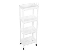 Zerodis Étagère de Tour de Salle de Bain en Plastique, étagère de Rangement étroite, Armoire de Sol Autoportante à 2, 3 ou 4 Niveaux avec Crochets et Roues en Option pour Salle de Bain, Toilettes,