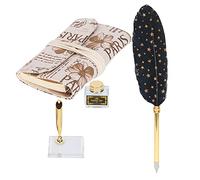 Zerodis Fournitures Scolaires Ensemble de Calligraphie avec Stylo Plume et Support en Acrylique et Carnet de 90 Pages pour écrire, Dessiner et Esquisser, Coffret Cadeau Vintage (SP152001 étoile or