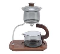 Zerodis Kungfu Tea Set Théière en Verre avec Couvercle et Support Machine à thé Goutte à Goutte Semi-automatique Verre à Haute Teneur en Borosilicate Infuseur Amovible de 350 Ml pour thé en Vrac à