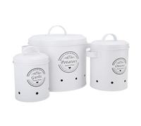 Zerodis Lot de 3 Bacs de Rangement pour Pommes de Terre, en Acier au Carbone, avec Couvercles, Support pour Oignons, Grande capacité, Accès Facile, Organisateur de Comptoir pour Pommes de Terre,