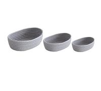 Zerodis Lot de 3 Paniers de Rangement de Bureau en Corde de Coton Tissés à la Main, Ovales, Adaptés aux Jouets de bébé, à la Maison, au Bureau, pour Ranger les Pinceaux de Maquillage, (GREY)