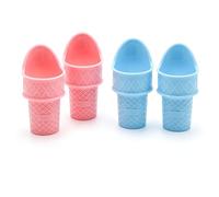 Zerodis Lot de 4 Cuillères à Cornet de Crème Glacée, Support Portable et Réutilisable en Plastique pour Cônes de Neige, Convient pour les Fêtes D'anniversaire, les Pique-niques d'été, (Rosé bleu)
