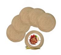 Zerodis Lot de 6 Sets de Table Ronds Tissés en Fil de Coton 30 Cm, Antidérapants, Résistants à la Chaleur, Lavables, pour Table à Manger, Cuisine, café, Hôtel, Intérieur et Extérieur