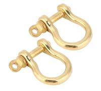 Zerodis Manille D'ancrage en Laiton de 10mm, Manille à Nœud D pour Porte-clés FOB avec Connecteur à Vis, Crochet de Type U doré pour Chaînes, Câbles Métalliques