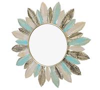 Zerodis Miroir Mural, 16.1In Rond Moderne Minimaliste Suspendu Plume Miroir Décoratif Miroir Mural Décor pour Salon, Couloir, Chambre, Maison, Dortoir