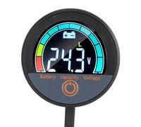 Zerodis Moniteur de Batterie Voltmètre à Affichage Numérique, Compteur d'énergie Rond PC DC8 à 100 V LCD Couleur Grand Angle de pour Moto Vélo Voiture Contrôle de la capacité de la Batterie