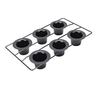 Zerodis Moule à Popover en Acier au Carbone, 6 Cavités Antiadhésif avec | Tasses coniques profondes pour une montée uniforme, plaque de cuisson de 8,9x15,9x2,2 pouces, machine à Pudding à muffins,