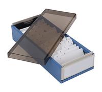 Zerodis Porte-Cartes de Visite, Stockage Jusqu'à 800 Cartes Boîte à Cartes de Visite Extensible en Métal et Plastique avec Couvercle Transparent(Bleu)