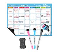 Zerodis Tableau Blanc de Calendrier Magnétique Effaçable à Sec, Tableau de Planification de Réfrigérateur Flexible en Film PET 42 X 30 Cm avec 3 Stylos et Gomme, Organisateur de Planning (WHITE #-1)