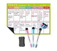 Zerodis Tableau Blanc de Calendrier Magnétique Effaçable à Sec, Tableau de Planification de Réfrigérateur Flexible en Film PET 42 X 30 Cm avec 3 Stylos et Gomme, Organisateur de Planning (WHITE #-2)