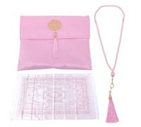 Zerodis Tapis de Méditation en Coton Doux, avec Sac de Rangement pour Perles de Prière (Pink)